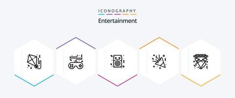 Entertainment 25 Line icon pack including holiday. party. play. celebration. player vector