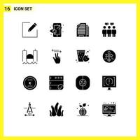 User Interface Pack of 16 Basic Solid Glyphs of gestures industrial house harbor bridge Editable Vector Design Elements