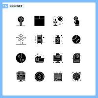 Editable Vector Line Pack of 16 Simple Solid Glyphs of garden technology farmer interface toch Editable Vector Design Elements