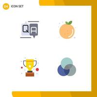 4 Flat Icon concept for Websites Mobile and Apps chat cup message food win Editable Vector Design Elements