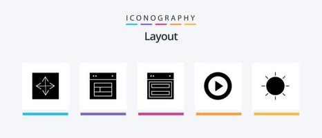 Layout Glyph 5 Icon Pack Including layout. design. web. ux. layout. Creative Icons Design vector