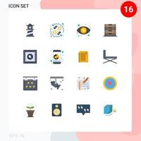 16 Universal Flat Colors Set for Web and Mobile Applications search box eye storage drawer Editable Pack of Creative Vector Design Elements