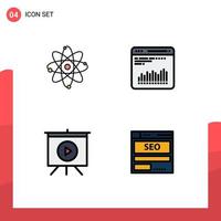 4 Filledline Flat Color concept for Websites Mobile and Apps atom presentation lab chart website Editable Vector Design Elements