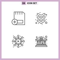 Pictogram Set of 4 Simple Filledline Flat Colors of add video devices down bank home Editable Vector Design Elements