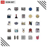 Set of 25 Modern UI Icons Symbols Signs for browser map envelope globe spam Editable Vector Design Elements