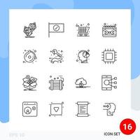 16 Universal Outlines Set for Web and Mobile Applications bell spanner cart repair construction Editable Vector Design Elements