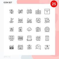 paquete de 25 líneas modernas, signos y símbolos para medios de impresión web, como elementos de diseño de vectores editables de onda de cobro de audio de cuadrícula