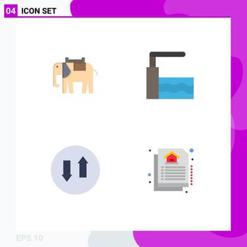 4 Universal Flat Icons Set for Web and Mobile Applications africa streaming indian water document Editable Vector Design Elements