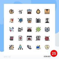 paquete de iconos de vector de stock de 25 signos y símbolos de línea para elementos de diseño de vector editables de reloj de cronómetro de base de datos de tiempo logístico