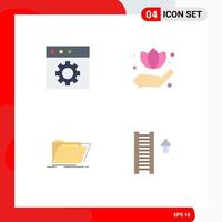 Group of 4 Modern Flat Icons Set for app files hand archive ladder Editable Vector Design Elements