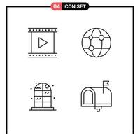 Universal Icon Symbols Group of 4 Modern Filledline Flat Colors of camera home movie global cabinet Editable Vector Design Elements