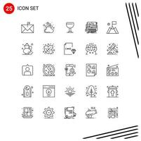 Modern Set of 25 Lines and symbols such as mission video glass mobile ebook Editable Vector Design Elements