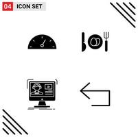 Universal Icon Symbols Group of 4 Modern Solid Glyphs of dashboard online dinner tutorials arrow Editable Vector Design Elements