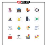 User Interface Pack of 16 Basic Flat Colors of celebration hide body eye pills Editable Pack of Creative Vector Design Elements