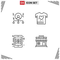 Universal Icon Symbols Group of 4 Modern Filledline Flat Colors of abilities currency rates man shrit shop Editable Vector Design Elements