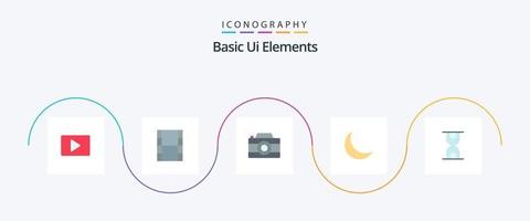 Paquete de iconos planos de 5 elementos básicos de la interfaz de usuario, incluida la carga. vaso. imagen. natural. noche vector