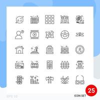 Universal Icon Symbols Group of 25 Modern Lines of video app film editing cinnamon coffee profile search Editable Vector Design Elements