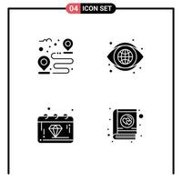 4 Universal Solid Glyphs Set for Web and Mobile Applications destination day path look gem Editable Vector Design Elements