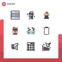 Universal Icon Symbols Group of 9 Modern Filledline Flat Colors of instagram sun cake glasses love Editable Vector Design Elements