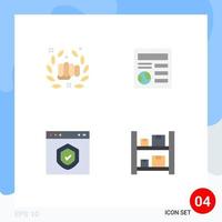 4 Universal Flat Icons Set for Web and Mobile Applications boxing browser hand document interface Editable Vector Design Elements