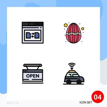 Pictogram Set of 4 Simple Filledline Flat Colors of page open file egg store Editable Vector Design Elements