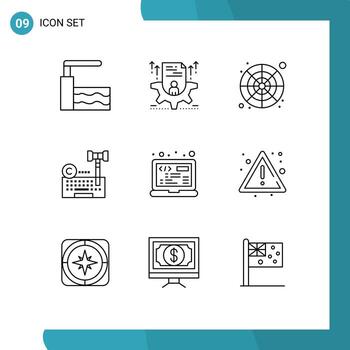 9 Universal Outlines Set for Web and Mobile Applications laywer internet catalog digital sample Editable Vector Design Elements
