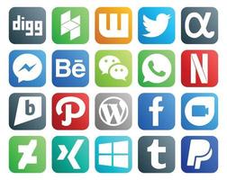 20 Social Media Icon Pack Including google duo cms wechat wordpress brightkite vector