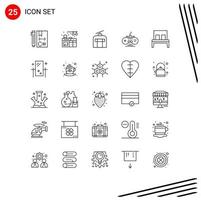 Modern Set of 25 Lines Pictograph of furniture game pad gondola game controller controller Editable Vector Design Elements