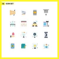 Pack of 16 Modern Flat Colors Signs and Symbols for Web Print Media such as study flask mobile chemical credit card Editable Pack of Creative Vector Design Elements