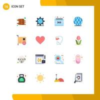 Pictogram Set of 16 Simple Flat Colors of hardware computers calendar card globe Editable Pack of Creative Vector Design Elements