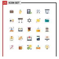 Pictogram Set of 25 Simple Flat Colors of form note computers checklist add Editable Vector Design Elements