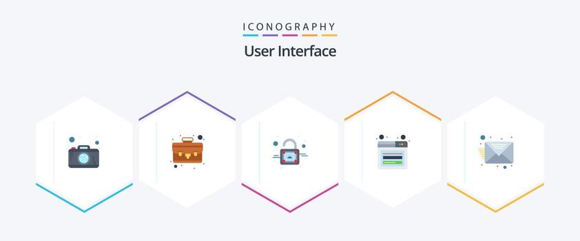 User Interface 25 Flat icon pack including . message. unlock. inbox. web vector