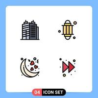 Group of 4 Filledline Flat Colors Signs and Symbols for building valentines islam ramadan forward Editable Vector Design Elements