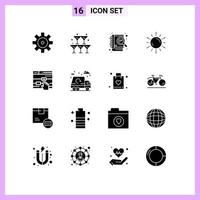 Universal Icon Symbols Group of 16 Modern Solid Glyphs of finger weather development astronomy space Editable Vector Design Elements