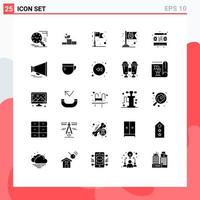 Modern Set of 25 Solid Glyphs and symbols such as process flag success egg flag Editable Vector Design Elements