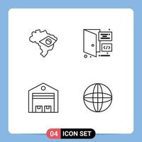 Line Pack of 4 Universal Symbols of map shipping browser page warehouse Editable Vector Design Elements