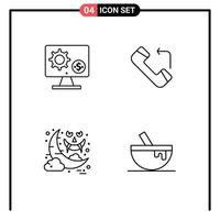 Universal Icon Symbols Group of 4 Modern Filledline Flat Colors of generator halloween setting answer night Editable Vector Design Elements