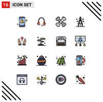 Pictogram Set of 16 Simple Flat Color Filled Lines of science compass headset rheumatism calcium Editable Creative Vector Design Elements