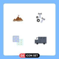 Mobile Interface Flat Icon Set of 4 Pictograms of success gaming flag screw bus Editable Vector Design Elements