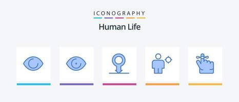 paquete de iconos azul humano 5 que incluye . cuerpo. mente. dedo. diseño de iconos creativos vector