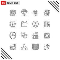 Universal Icon Symbols Group of 16 Modern Outlines of arrows development ice cream develop app Editable Vector Design Elements