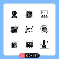 Modern Set of 9 Solid Glyphs and symbols such as store market store graph market team Editable Vector Design Elements