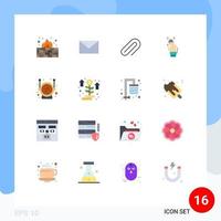 Pack of 16 Modern Flat Colors Signs and Symbols for Web Print Media such as helmet scanner metal scan identity Editable Pack of Creative Vector Design Elements