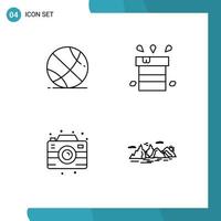 User Interface Pack of 4 Basic Filledline Flat Colors of sport camera bag resistant photo Editable Vector Design Elements