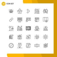 Set of 25 Modern UI Icons Symbols Signs for paper wishes next greeting card nature Editable Vector Design Elements