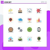 Group of 16 Flat Colors Signs and Symbols for marketing arrow egg achievement arrow Editable Pack of Creative Vector Design Elements