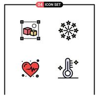 Stock Vector Icon Pack of 4 Line Signs and Symbols for design heart box holiday medical Editable Vector Design Elements