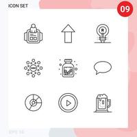 Set of 9 Modern UI Icons Symbols Signs for medication rank concept seo globe Editable Vector Design Elements