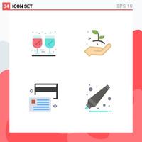 Group of 4 Modern Flat Icons Set for drink card thanks day hand credit Editable Vector Design Elements