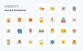 25 Startup And Develepment Flat color icon pack vector